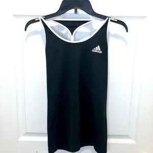 Adidas climalite black and white racerback athletic tank top, size small